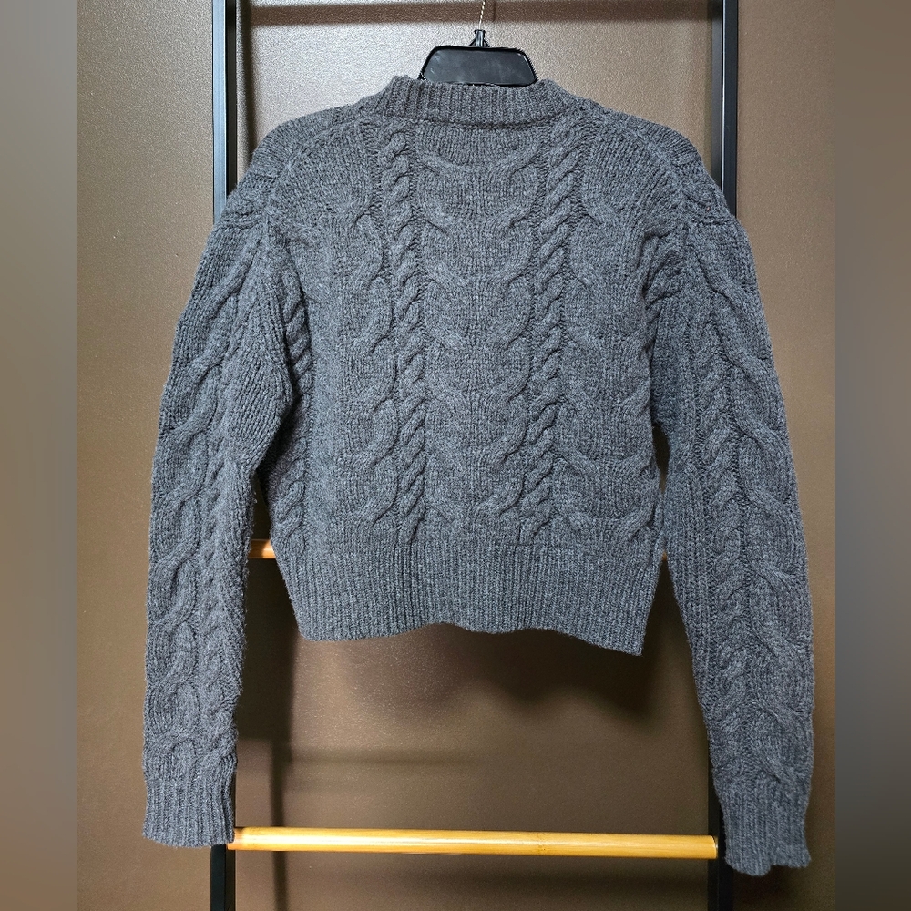 FRAME Gray Cable Knit Sweater - Picture 2 of 8